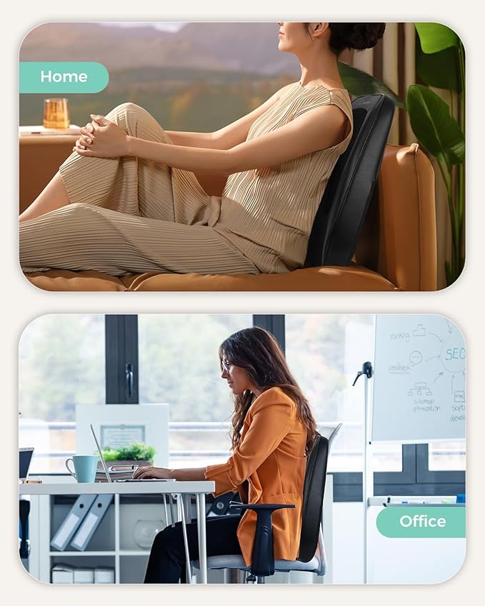 Shiatsu Back Massager with Heat, Kneading Back Massager for Back Pain Deep Tissue, Chair Massage Seat Cushion, 4D Roller Travel Up & Down Massage for Full Back,Office Car,Home use, Gifts/Presents