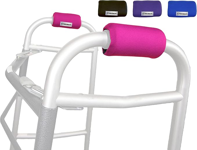 Crutcheze Walker Padded Hand Grip Covers Premium USA Designed Moisture Wicking, Comfort, Fashion, Washable - Standard Walker Handle Cushion - Mobility Aid Accessories