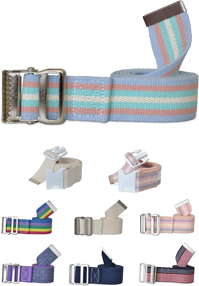 NYOrtho Metal Buckle Gait Belt - Adjustable Machine Washable Strong and Durable Material Latex Free, Coral, 54"