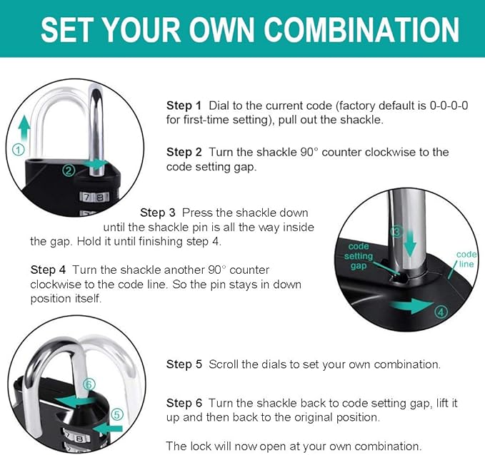 ZHEGE Padlock, Combination Lock 4 Digits, Outdoor Padlock Weatherproof for Gym Locker, Garden Fence Gate (Black)