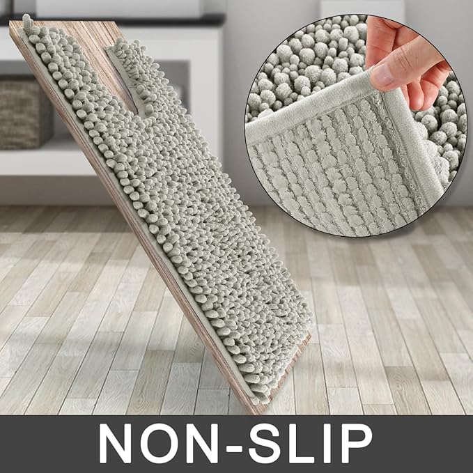 Yimobra Toilet Rug U Shaped Washable 24x24 Inch - Ultra Soft Absorbent Chenille Bath Rugs for Toilet, Quick Dry & Machine Washable, Non Slip Contour Bathroom Mat, Sand