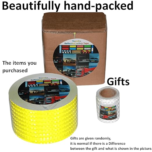 Fluorescent Yellow Reflective Tape 4 inch Wide, Outdoor Waterproof Hazard Conspicuity Warning Industrial Marking Tape (66 feet)