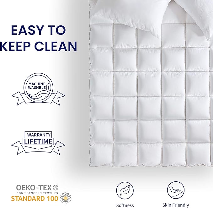 SLEEP ZONE Twin XL Cotton Mattress Pad for College Dorm, Machine Washable Mattress Protector Cover, Soft Cotton Top Cooling Mattress Topper Fits 8-21 inch Deep Pocket, Twin XL