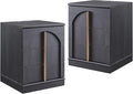 ACCOHOHO Modern Night Stand Set 2 with Arched Panel, 18" Nightstand with Charging Station, Side Table with 3 Storage Drawers, Wood Square Bedside End Table for Bedroom Living Room, Black