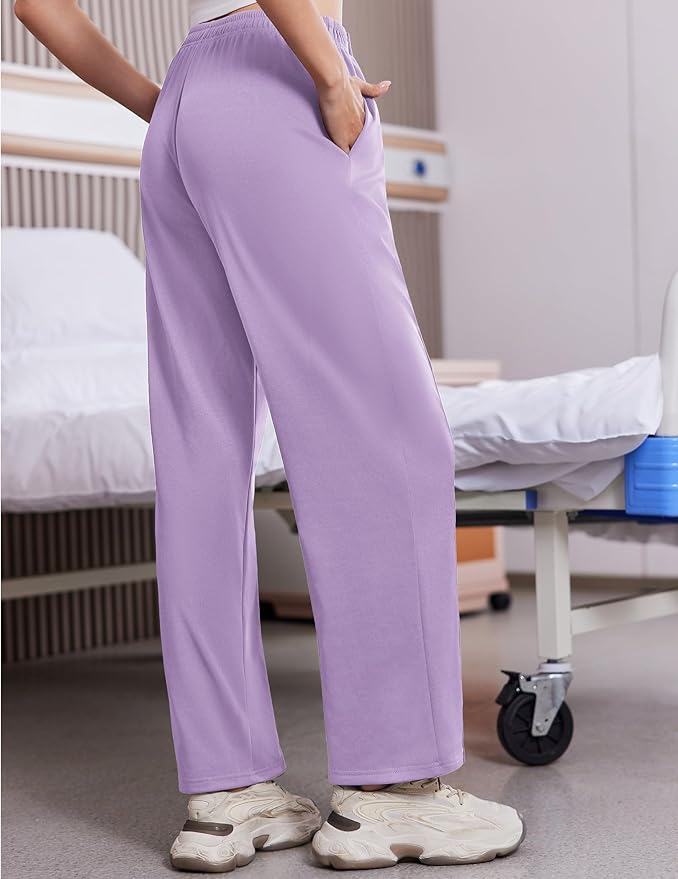 Deyeek Tear Away Pants for Women Side Slit Snap Sweatpants Loose Fit Post Surgery Casual Adaptive Clothing with Pockets