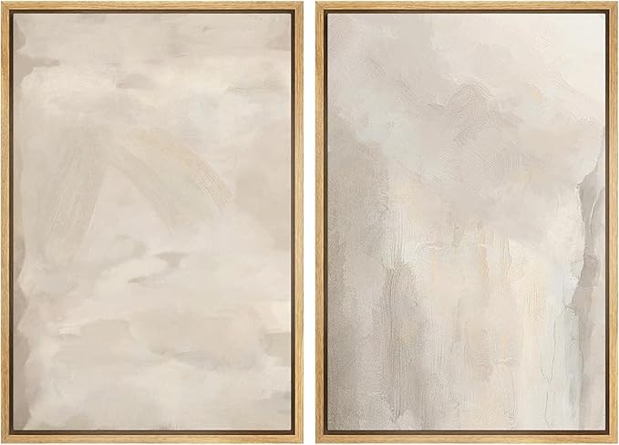 MUDECOR Framed Canvas Print Wall Art Abstract Neutral Tones Minimalist Earthy Color Palette Illustrations Modern Art Decorative Chic for Living Room, Bedroom, Office - 16"x24"x2 Natural