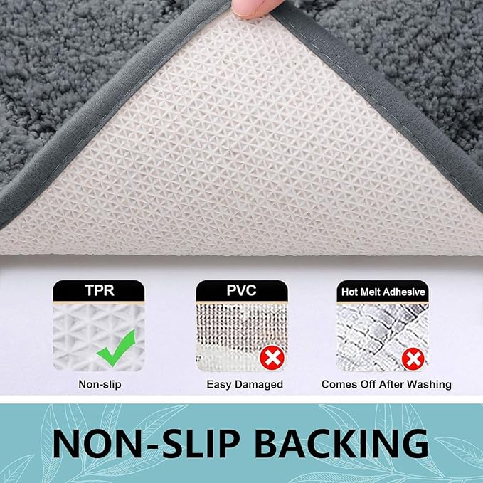 Buganda Bathroom Rugs, 59" x 24", Soft and Absorbent Microfiber Bath Rugs, Non-Slip Shaggy Shower Carpet, Machine Wash Dry Bath Mats for Bathroom Floor, Tub and Shower, Dark Grey