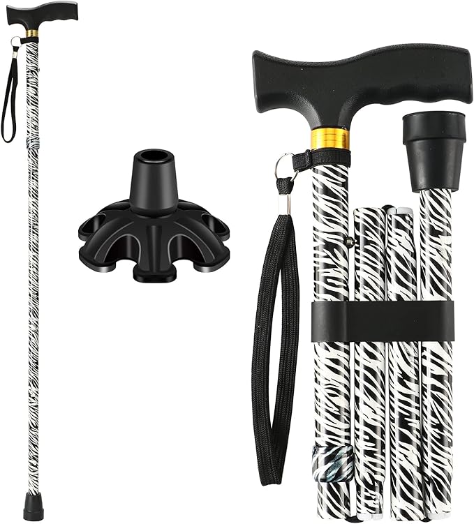 Walking Cane LIXIANG Cane for Man/Woman | Mobility & Daily Living Aids | 5-Level Height Adjustable Walking Stick | Comfortable Plastic T-Handle Portable Walking Stick Folding Cane