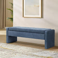 55" Modern Upholstered Storage Bench with Tufted Seat, Fabric Ottoman Bench for Bedroom, Entryway, or Living Room, Soft Close Hinge,Navy