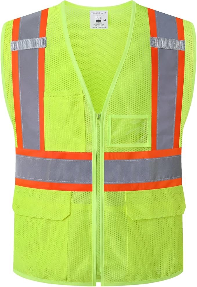 Reflective Safety Vest for Men Women Hi Vis Vest with Pockets High Visibility Vest Mesh Construction Vests Meets ANSI/ISEA Standards (Yellow-33, Small)