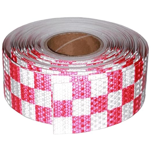 Red and White Reflective Tape Outdoor Waterproof 3 inch X 166 feet, High Visibility Hazard Conspicuity Industrial Marking Tape