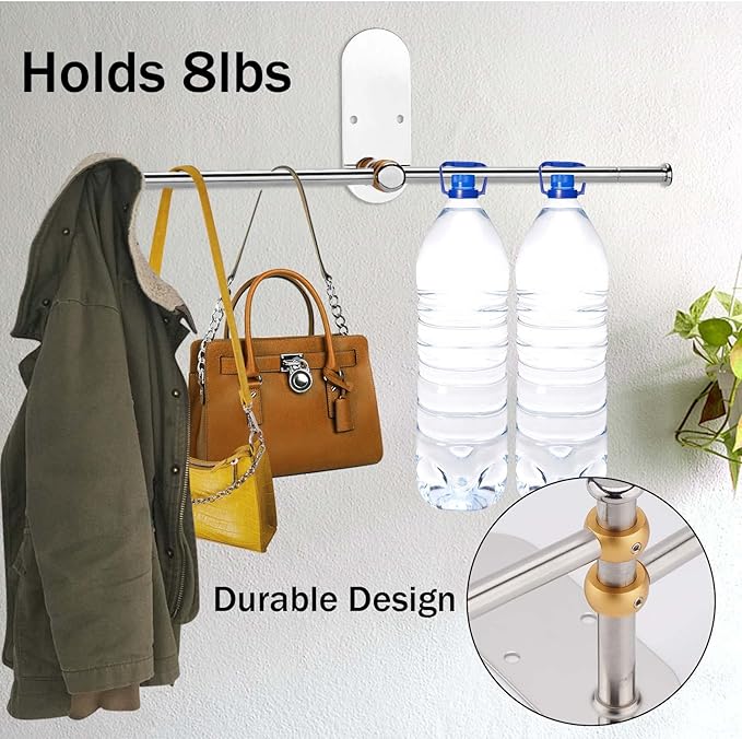 Stainless Steel Clothes Hanger Storage, Space Saving Clothes Hanger Storage Organizer, Wall Mount Clothes Rack Organizer, Adhesive or Drilling Installation