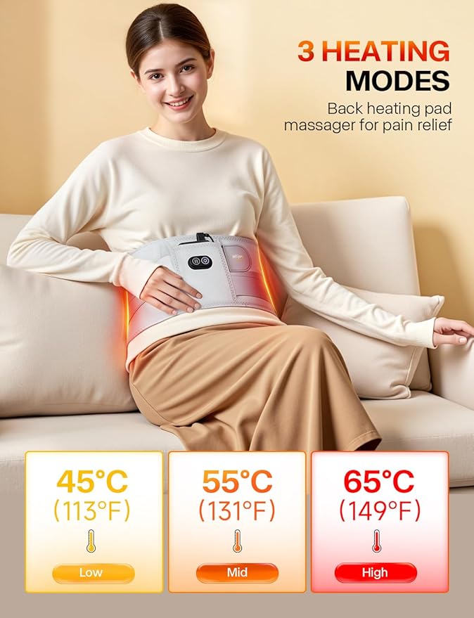 ALLJOY 67" Cordless Heating Pad for Back Pain Relief FSA Eligible HSA, 10000mAh Lower Back Massager with 3 Heat 3 Vibration, Portable Heating Pad for Cramps, Christmas Gifts for Women Men Mom Dad