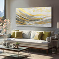 Artexist Abstract Line Wall Art Prints, Gold & Grey, 24"x48" Large Canvas Wall Pictures for Living Room, Bedroom, Office Decor