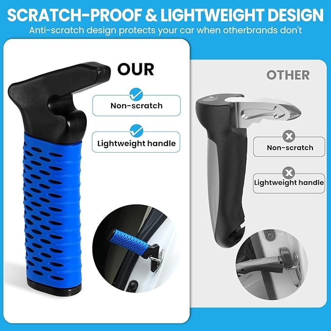 Elderly Car Door Handle Assist Support - Auto Grab Cane for Seniors & Handicapped, Portable Mobility Aids for Getting Out of Car- Blue, 2 Pack