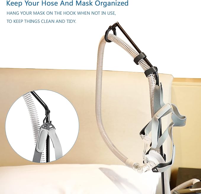 LONYEON CPAP Hose Holder - CPAP Hose Hanger for Bed Avoid Tangling and Prevent Blockage,Keeps The Air Hose Up and Away from Your Face and Arms to Make You Sleep Better,Black