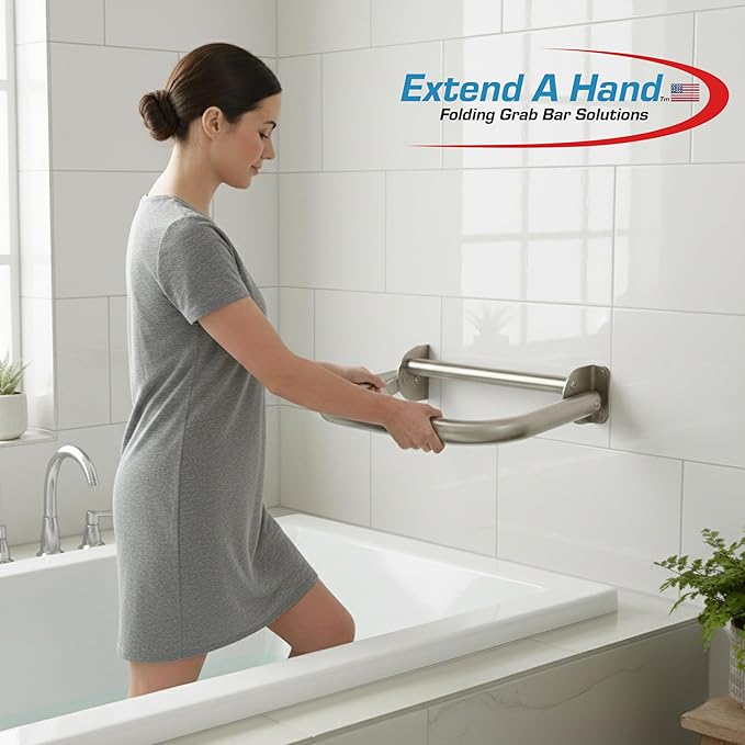 Extend-A-Hand Grab Bar Extension 16"x12"| Heavy-Duty Bathroom Safety Handrail, Non-Slip Stainless Steel Support Grab Bar for Elderly, Disabled & Injury Recovery.