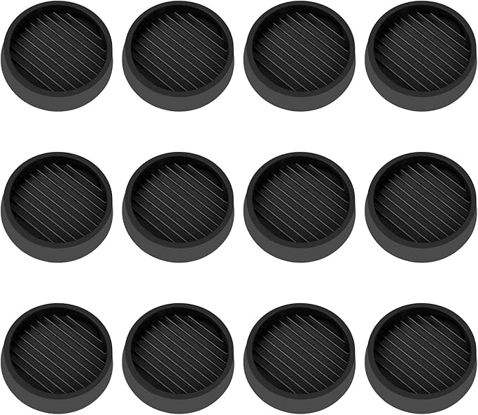 2X2 Round Rubber Caster Cups, Non Slip Furniture Pads, Anti-Slip Gripper, Anti Skid Furniture Feet, Anti Slide Floor Protector for Bed Couch Table Chair Stoppers - (Black, 12 Pack)