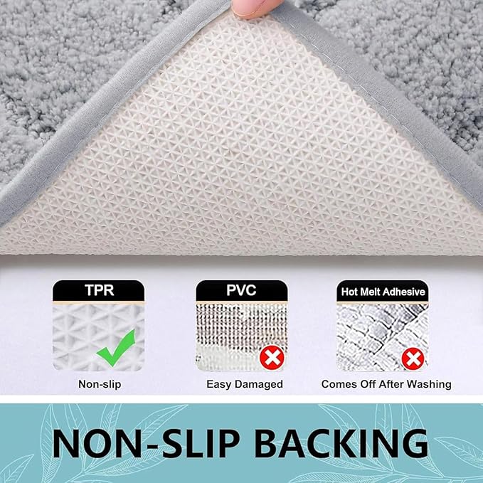 Buganda Bathroom Rugs, 70" x 24", Soft and Absorbent Microfiber Bath Rugs, Non-Slip Shaggy Shower Carpet, Machine Wash Dry Bath Mats for Bathroom Floor, Tub and Shower, Grey