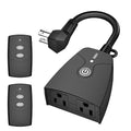 HBN Outdoor Wireless Remote Control Outlet Plug,Weatherproof Heavy Duty Power Strip,Indoor Electrical Plugs for Light Switch,6-inch Cord,100ft Range, 2 Remote Controls(15A,Dual 3-Prong Outlets)