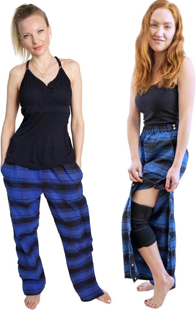 Inspired Comforts Unisex Tearaway Post Surgery Recovery Pajama Pants with Side Snaps & Pockets