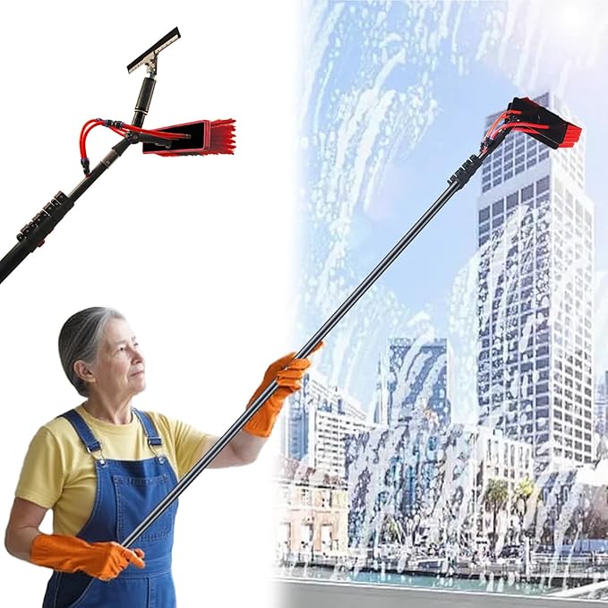 Generic 11pcs Solar Panel Cleaning Brush and Squeegee Stainless Steel Extendable Solar Panel Washing Tool Lightweight