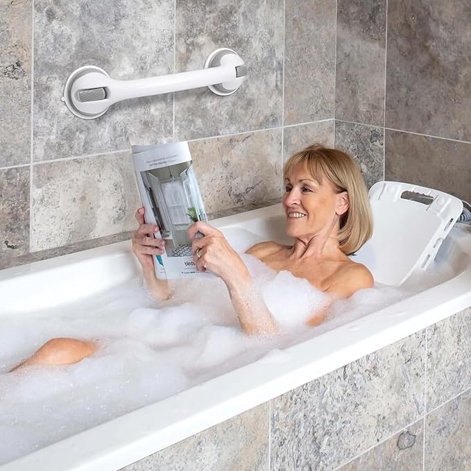 Auroras Strong Suction Cup Grab Bars for Bathtubs and Showers, 2 Pack Removable Heavy Duty Shower Grab Bars for Seniors No Drilling, 16 Inch Non-Slip Shower Handles for Elderly,Children,Injured