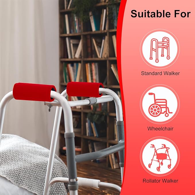 supregear Walker Grips (2 Pack), Soft Padded Hand Covers, Non-Slip Comfortable Cushion Padding for Folding Walker Handle, Moisture Wicking Mobility Accessory