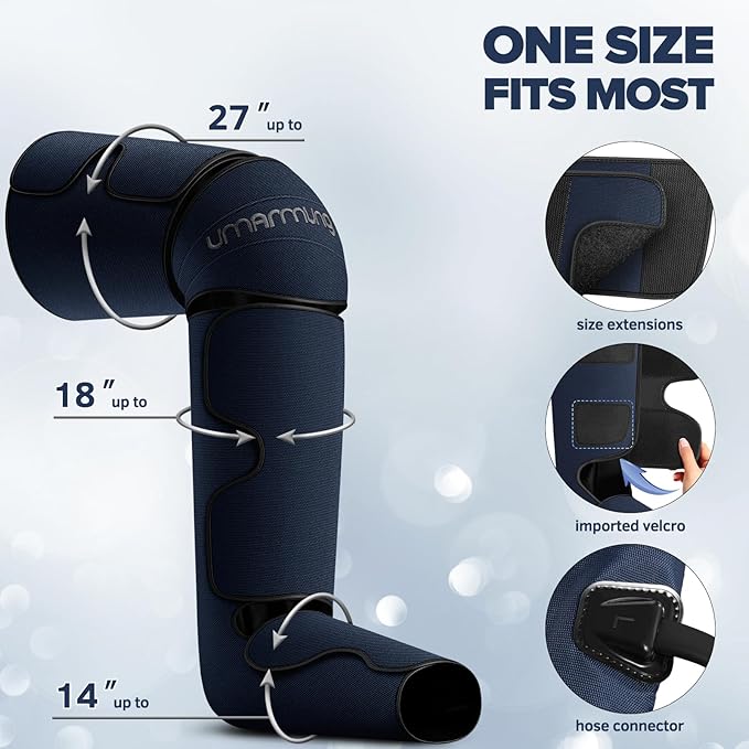 Air Compression Leg Massager with Heat - Ideal Christmas, Mother's Day and Father's Day Gifts for Men, Women, Dad, Mom - Relieves Foot and Knee Pain, Eases Varicose Veins, Cramps, Swelling and Edema