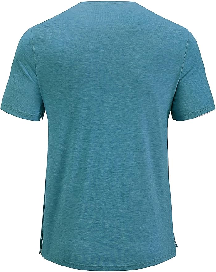 Poriff Men's Post Shoulder Surgery Recovery Shirts Full Tear Away Short Sleeve Snap Chemo Port Access Shirt