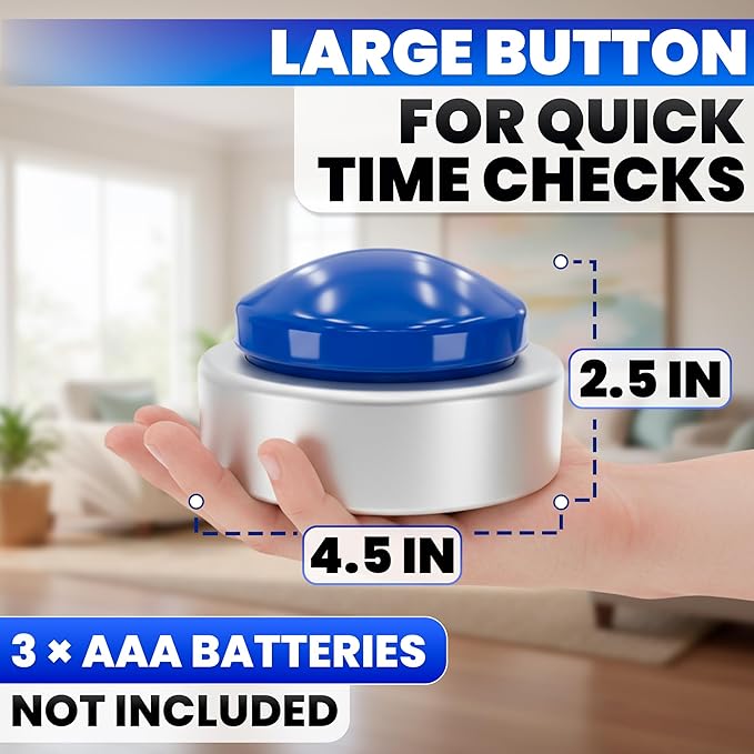 Talking Clock for Blind Elderly with English Voice & Alarm – Easy-to-Use Voice Announced Time & Date Talking Watches for the Blind | Big Button Interface, High/Low Volume, Gift for Elderly Loved Ones