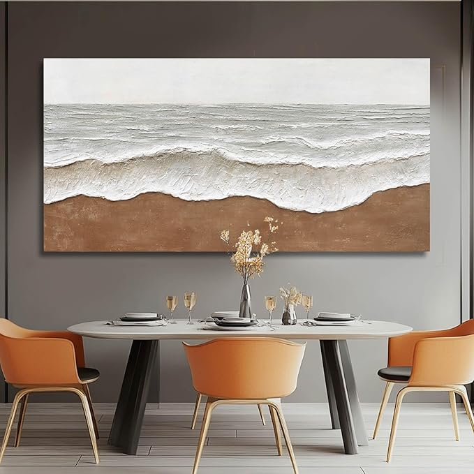 Artexist Seascape Wall Painting Landscape Home Wall Art Grey 24"x48" Wall Decor for Bedroom, Office