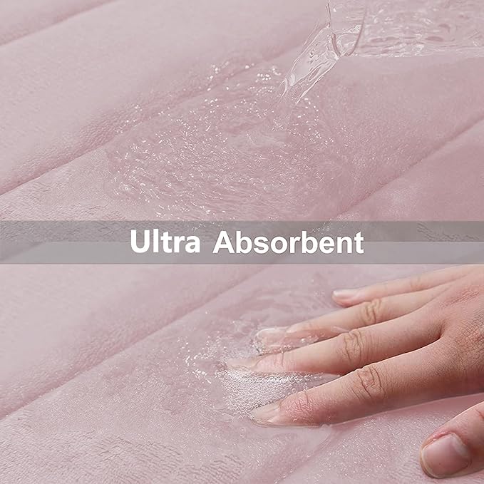 Buganda Memory Foam Bath Mat, 30" x 20", Ultra Soft and Non-Slip Bathroom Rugs, Water Absorbent and Machine Washable Bath Rug for Bathroom, Shower, and Tub, Peach