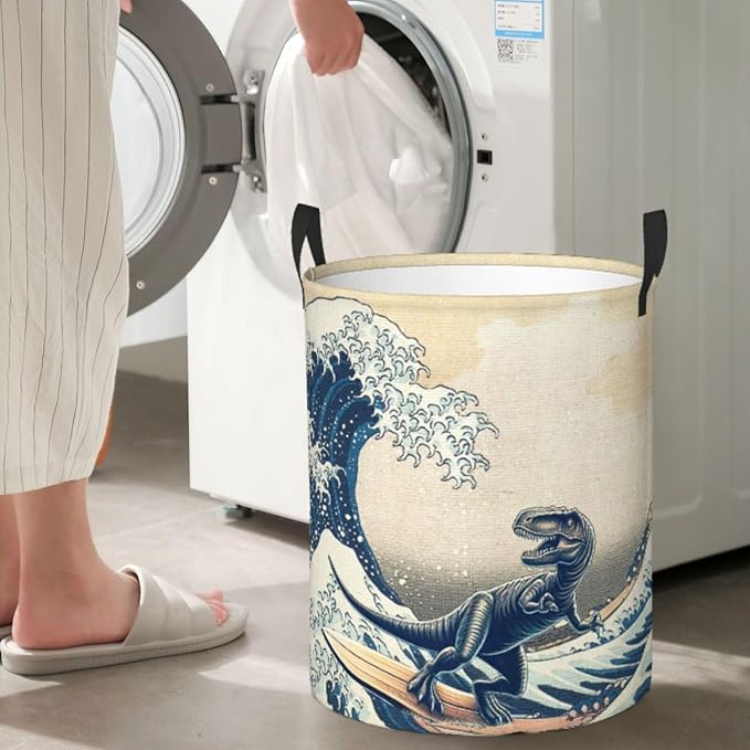 Laundry Basket Wave Collapsible Large Capacity, Dirty Clothes Basket Durable Lightweight Hamper With Handles Ideal For Clothes, Toys Home Organization