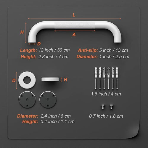 12 Inch Oil Rubbed White Grab Bar w/Anti-Slip knurled Grip, iMomwee Stainless Steel Wall Mount Bathroom Safety Handrail Support, Shower Balance Bar, Handicap Elderly Senior Assist Textured Bath Handle