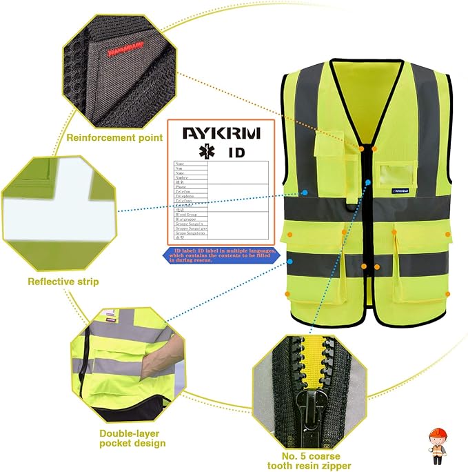 A-SAFETY Enhanced Visibility Safety Vest, Hi Viz 2 Band And Braces Waistcoat safe for Motorcycle, Running/Jogging, Bike/Bicycle Riding Outdoor Activities, Yellow