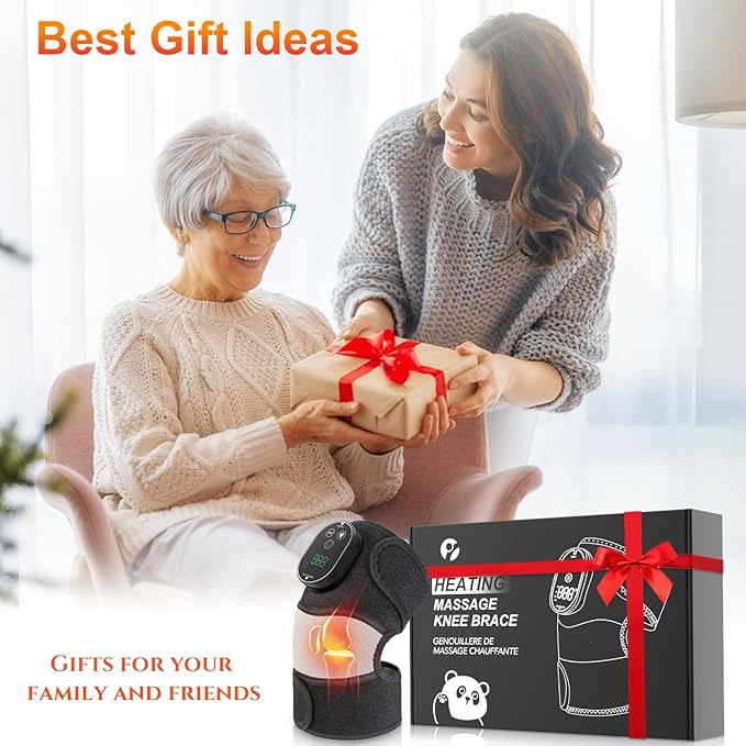Cordless Heated Knee Massager, FSA Eligible 3-in-1 Electric Massager with Heating Pad for Elbow Shoulder Pain Relief Wrap with 3 Vibration & 6 Heating Modes