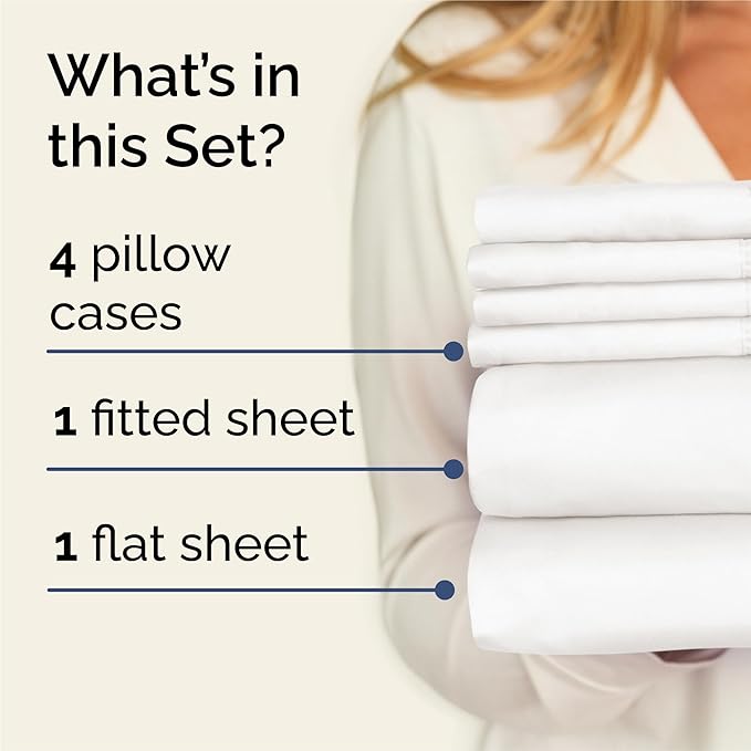 King 6 Piece Sheet Set - Cooling & Breathable Bed Sheets - Hotel Luxury Bed Sheets for Women, Men, Kids & Teens - Sheets w/Deep Pockets & Easy Fit - Soft & Wrinkle Free - King Antique White Sheets