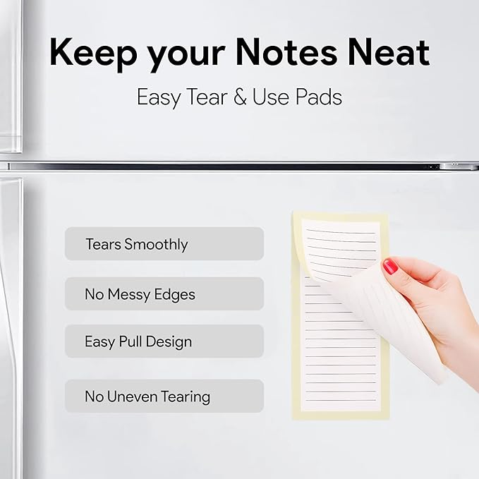 Magnetic Notepads – Notepads for Grocery List, Shopping List, To-Do List, Reminders -Strong Magnetic Back- Memo Notepad | 8 pack Medium | Solid Pattern Style