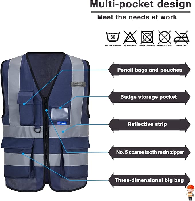 A-SAFETY navy blue high visible vest