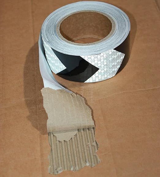 Black White Reflective Tape 2 inch X 66 feet X 10 Rolls, Outdoor Waterproof Hazard Conspicuity Warning Marking Tape