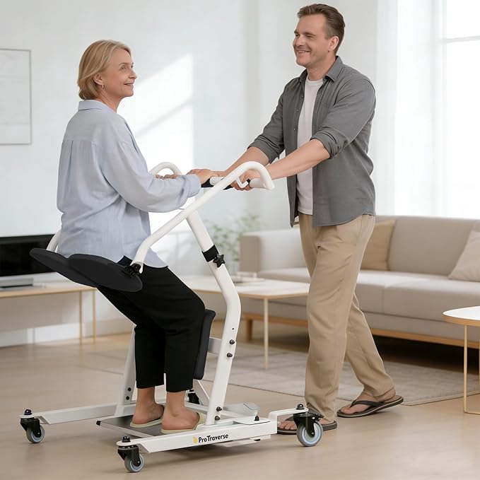 Stand Assist Lift – Sit to Stand Patient Transfer Chair for Elderly & Disabled, 400 lbs Capacity Lift Aid with Adjustable Height – Home & Nursing Care Mobility Support,Black