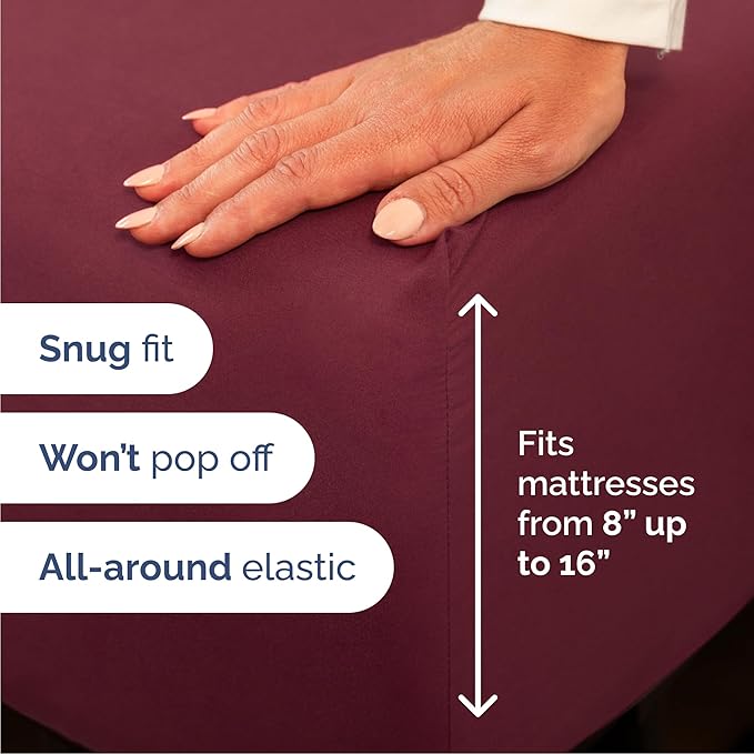 Cal King 6 Piece Sheet Set - Cooling & Breathable Bed Sheets - Hotel Luxury Bed Sheets for Women, Men, Kids & Teens - Deep Pocket Bedding w/Easy Fit - Soft & Wrinkle Free - Cal King Burgundy Sheets