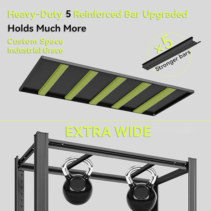 Extra Big/Large 55.12"Wide Father&I Industrial 6-Heavy-Dudy-Shelf-Rack Tall Metal/Steel Adjustable Garage Bin Storage Shelving Stand Shelves Units/System for Shed, 84" H*55.12W * 24" D, Black
