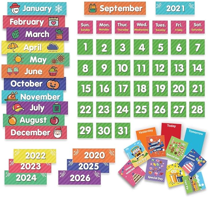 EAMAY Classroom Monthly Calendar Pocket Chart with 71 Cards for Kids Learning for Home,Homeschool Supplies and Classroom Must Haves!(Black)
