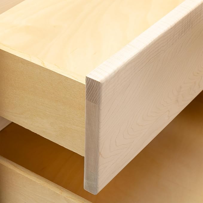 Quicklock RTA (Ready-to-Assemble) | Base Kitchen Cabinets - Shaker Style | Made in America (Raw Maple, 24" W x 34.5" H x 24" D 3 Drawer Pots and Pans)