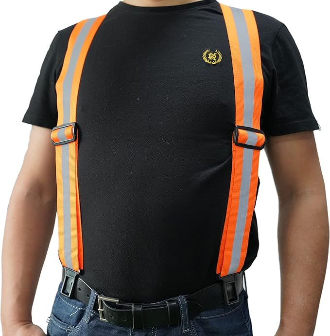 MELOTOUGH Suspenders with Non-Metal End Clip Reflective Safety Belt Clip