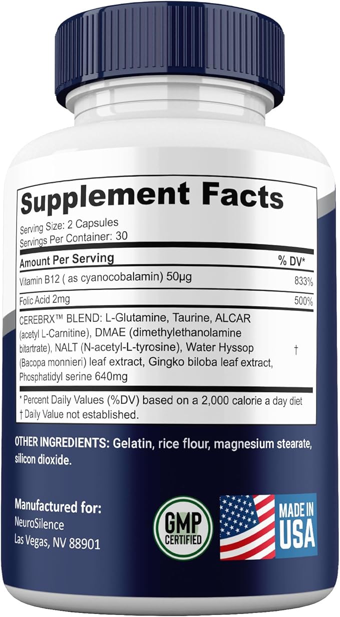 Neuro Silence Capsules, Maximum Strength Hearing and Brain Supplement, Advanced Premium Formula, NeuroSilence Pills (3 Pack)