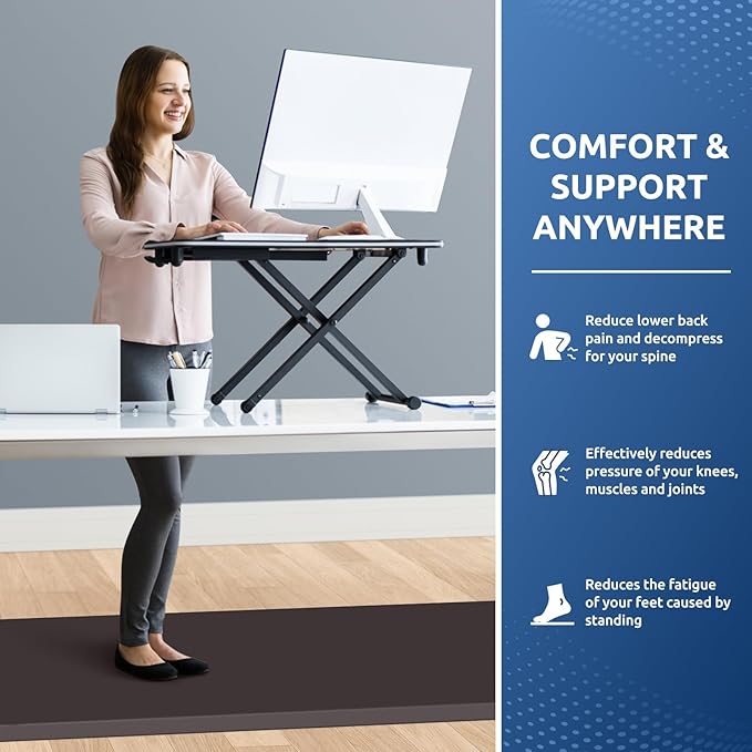 KitchenClouds Kitchen Mat Cushioned Anti Fatigue Rug 24"x70" Waterproof, Non Slip, Standing and Comfort Desk/Floor Mats for House Sink Office (Chocolate)