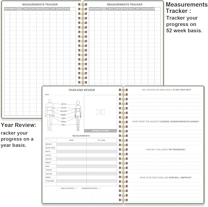 Weekly Meal Planner - A5 Weekly Meal Prep Journal with Shopping and Grocery Lists, 186 Pages Healthy Diet & Weight Loss Tracking, Undated, 52 Weeks, Lasts 1 Year, Green